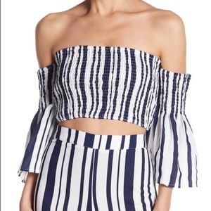 Do + Be Stripe Shirred Crop Top | Nordstrom